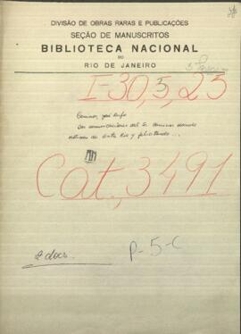 Dos notas del Sr. Caminos, dando noticias de Entre Río, dirigida a Jose Berges, Mtro. de Relaciones Exteriores de Paraguay.