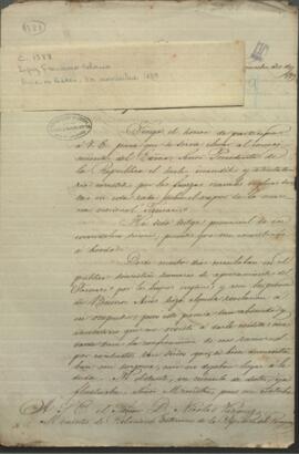 Oficio de Francisco Solano López, Ministro mediador entre los gobiernos de la Confederacion Argentina y Buenos Aires.