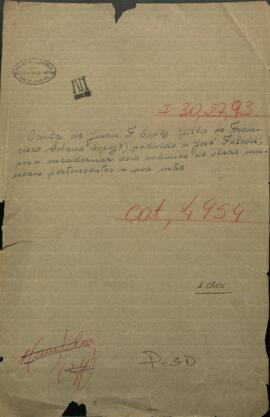 Carta de Juan F. López, al Ministro de Relaciones Exteriores de Paraguay, José Falcón.