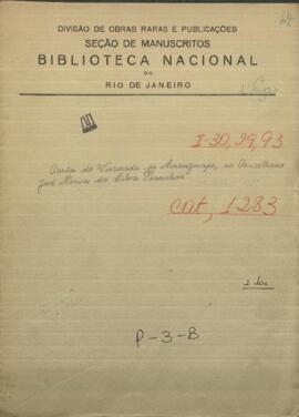 Carta de Vizconde de Maranguape, Ministro de los Negocios Exteriores del Imperio al consejero José Maria da Silva Paranhos en Paraguay.