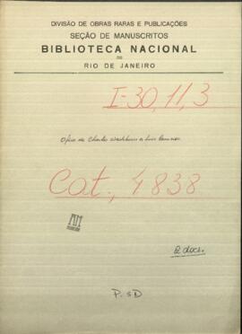Oficio del Ministro de los Estados Unidos en Asunción, Charles A. Washburn, al Ministro interino de las Relaciones Exteriores de Paraguay, Luis Caminos.
