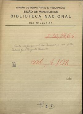 Carta de Joaquim Felix Conrado a su hijo Antonio Jose Augusto Conrado, Capitán de Artillería de Ejercito brasilero.