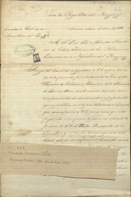 Oficio de Buenaventura Decoud, Cónsul General del Paraguay, en Buenos Aires, al Ministro de Relaciones Exteriores del Paraguay, Benito Varela.