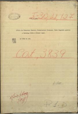 Oficio de Francisco Sanchez, Buenaventura Blasquez, Pedro R. Montiel, al Pdte. de Paraguay, Francisco Solano López.