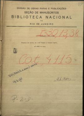 Minutas de Cartas de Jose Berges, Ministro de Relac. Exteriores de Paraguay, al Pdte. de Paraguay, Francisco Solano López.