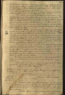 Oficio de José Berges, Ministro de Relaciones Exteriores de Paraguay, a Carlos Calvo, Encargado de Negocios de Paraguay en Francia.