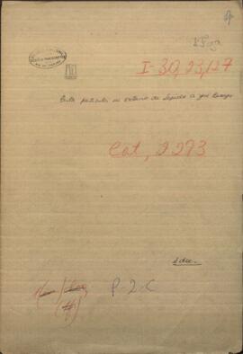 Carta particular del Ministro Extraordinario de Uruguay, en Paraguay Octavio Lapido, al Ministro de Relac. Extranjeros de Paraguay Jose Berges.