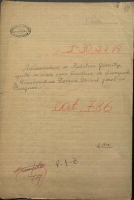 Memorándum de Nicholson Greently, agente de una casa bancaria de Liverpool, a Buenaventura Decoud.