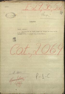 Oficio de José Berges Ministro de Relaciones Exteriores del Paraguay a Charles Lefebvre Becourt, Ministro de Francia en Paraguay.