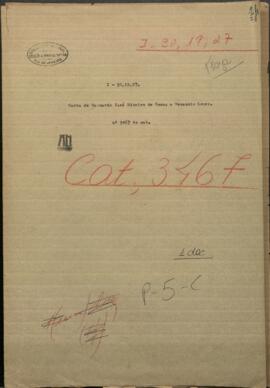 Carta de Bernardo Jose Ribeiro de Souza a Venancio López, Ministro de Guerra y Marina de Paraguay.