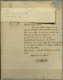 Correspondencia de Don Ricardo B. Hughes, súbdito británico con el supremo gobierno de la República del Paraguay.