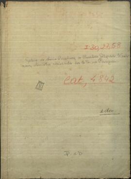 Oficio de Luis Caminos, Ministro encargado de Relaciones Exteriores a Charles A. Washburn.