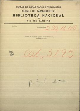 Oficio de Basilio A. Molina, Jefe de Milicias de Altos, al Pdte. de Paraguay, Francisco Solano López.