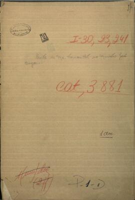 Carta del Encargado de Negocios de Francia en Paraguay, Mr. Vernouillet al Mtro. de Relaciones Exteriores de Paraguay, Jose Berges.