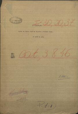 Carta de Justo Jose de Urquiza, Presidente de Entre Ríos a Teodoro Gama.