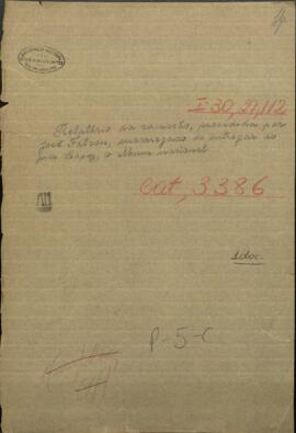 Relatorio de la Comisión, presidida por José Falcón, encargado de entregar al Pdte. de Paraguay, Francisco Solano López.