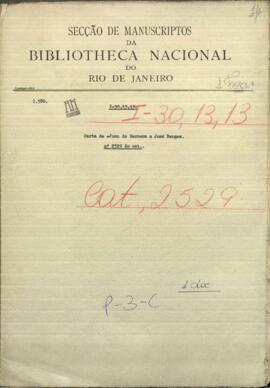 Carta de Juan Jose de Herrera, Ministro de Relaciones Exteriores de Uruguay, a Jose Berges, Ministro de R. E. de Paraguay.