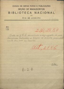 Carta de J.F.S. denunciando la organización de una sociedad destinada al tráfico de esclavos.