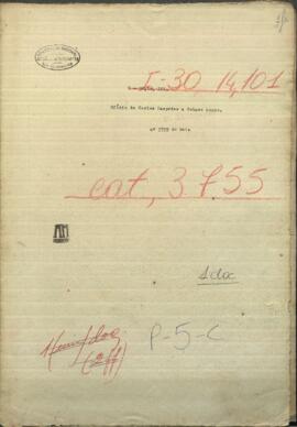 Oficio de Carlos Cespedes al Pdte. de Paraguay, Francisco Solano López.