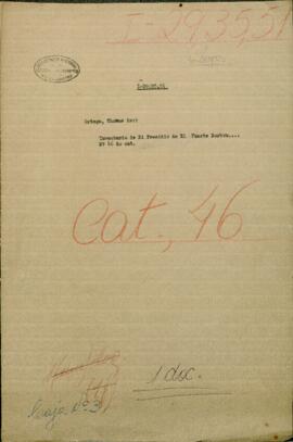 Inventario del Presidio del Fuerte Borbón situado en cerro Tres Hermanos en la costa occidental del río Paraguay