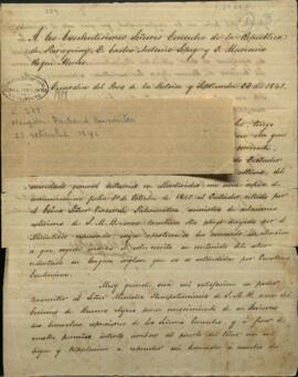 Correspondencia de Don Richard Bannister Hughes, súbdito británico con el supremo gobierno de la República del Paraguay.