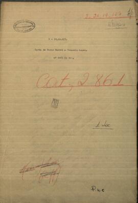 Carta de Percy Burrel, dirigida al Ministro de Guerra y Marina de Paraguay, Venancio López.