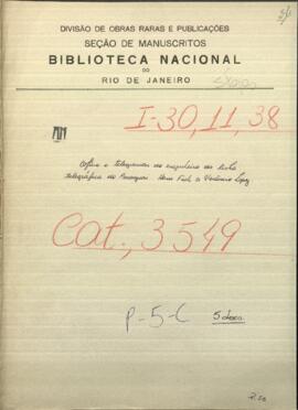 Oficio y telegramas del Ingeniero de Linea Telegráfica de Paraguay, Hans Fish, a Venancio Lopez, Mtro. de Guerra y Marina de Paraguay.