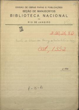 Carta de Alexander Henry al Presidente de Paraguay, Carlos Antonio López.