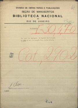 Una nota del Encargado de Negocios de Portugal, adjuntando un aviso a los navegantes, dirigida a Jose Berges, Ministro de Relaciones Ext. de Paraguay.