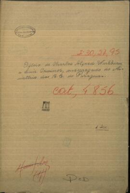 Oficio del Ministro de los Estados Unidos en Asunción, Charles A. Washburn, al Ministro interino de las Relaciones Exteriores de Paraguay, Luis Caminos.