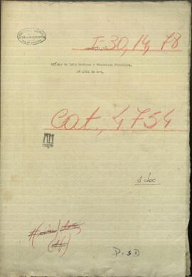 Oficio del Secretario Gral. de Corumbá, Luis Caminos al Encargado del Ministerio de Guerra y Marina, Francisco Fernández.