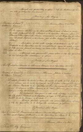 Carta de José Berges, Ministro de Relaciones Exteriores de Paraguay a Felix Egusquiza, agente comercial de Paraguay.