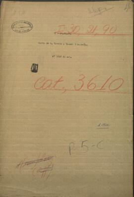 Carta de G. Rawson al Gobernador de Corrientes, Manuel Y. Lagraña.