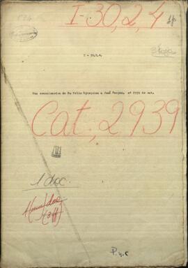 Una carta comunicación de Don Felix Egusquiza, dando noticias del Río de la Plata, a Jose Berges.