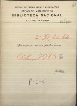 Oficio de Juan Jose de Herrera, Ministro de Relaciones Exteriores de Uruguay, al Ministro del Brasil, Juan Alves Loureiro.