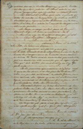 Carta de Jose Berges, Ministro de Relaciones Exteriores de Paraguay, a Lorenso Torres.
