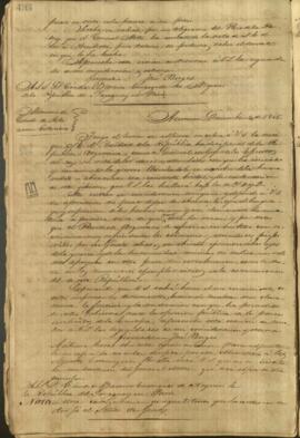 Oficio de José Berges, Ministro de Relaciones Exteriores de Paraguay, a Candido Bareiro.