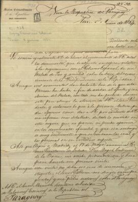 Oficio de Francisco Solano López, en misión extraordinaria de Paraguay, en Europa a Mariano González.