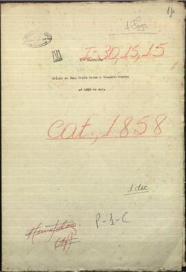 Oficio de Juan Pedro Sarsa al Ministro de Guerra y Marina de Paraguay, Venancio López.